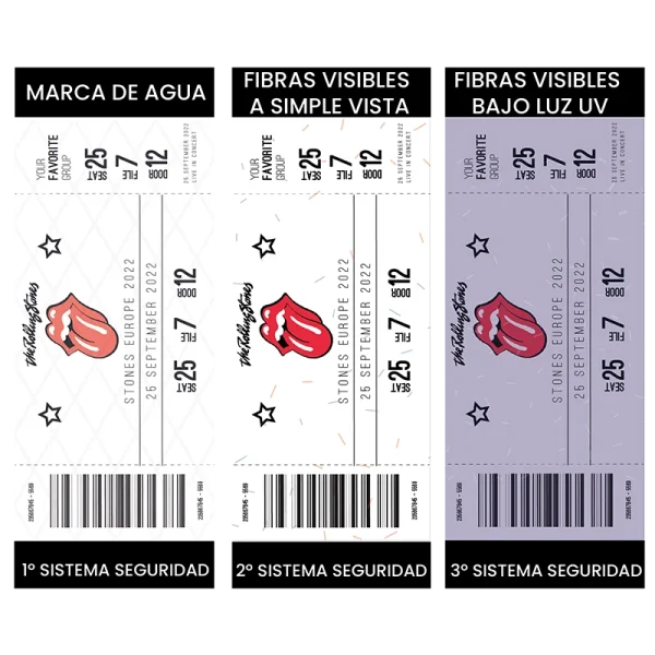 Papel de seguridad UV muestra entradas
